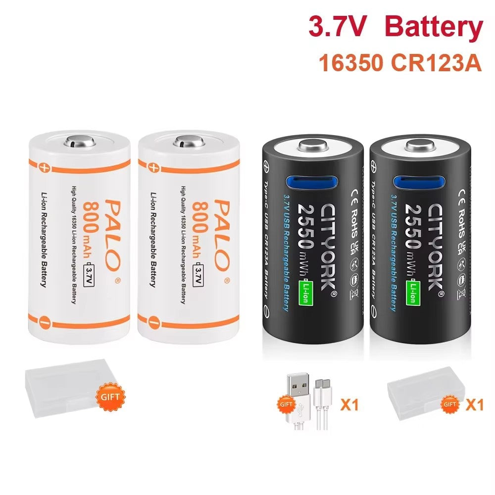 Batería recargable Original CR123A, 3,7 V, litio CR123 16340 16350 CR17345, bate